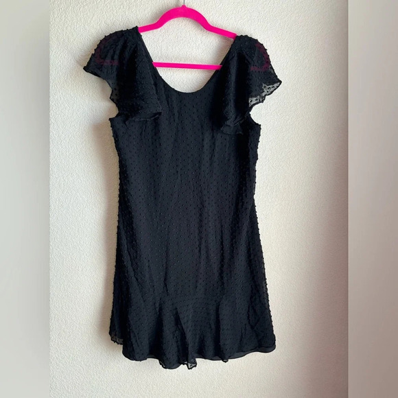 J. Crew Black Swiss Dot Silk Blend Flutter Sleeve Dress - Picture 4 of 10